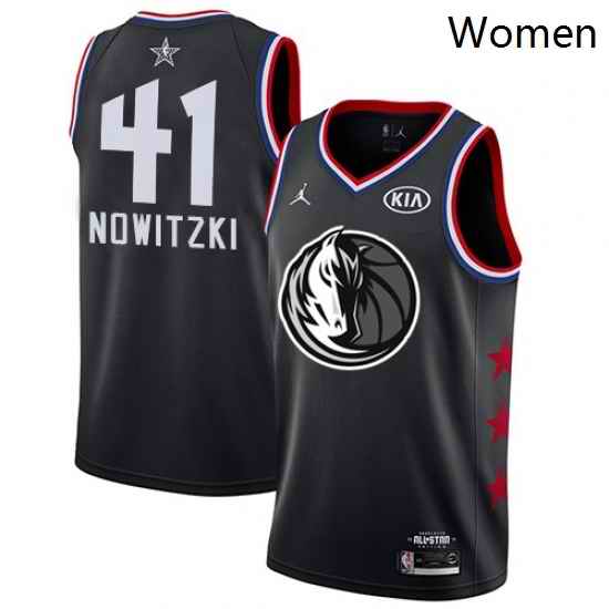 Womens Nike Dallas Mavericks 41 Dirk Nowitzki Black NBA Jordan Swingman 2019 All Star Game Jersey